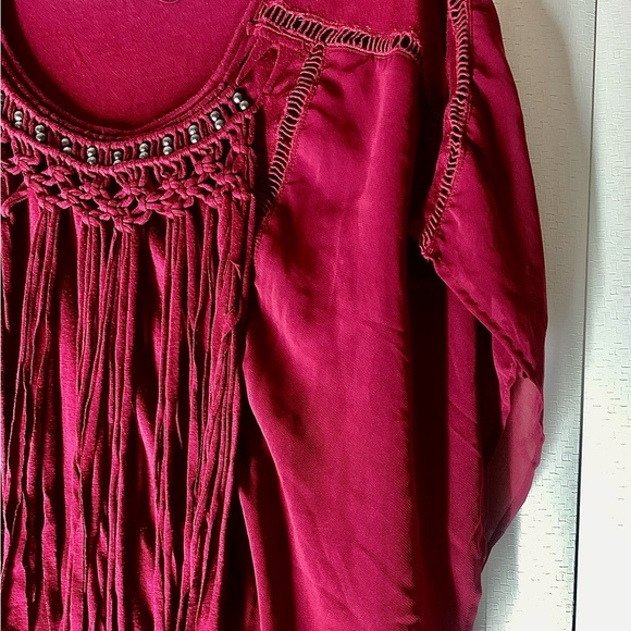 Mollorello woman’s Large Burgundy bohemian Blouse . - Picture 4 of 10